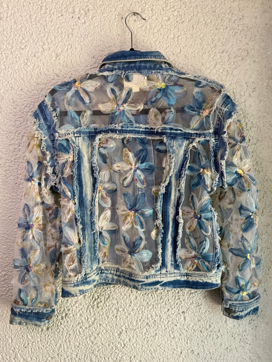 Veveret Jackets & Blazers - Boutique Organza 3D Embroidered Denim Glower Jacket